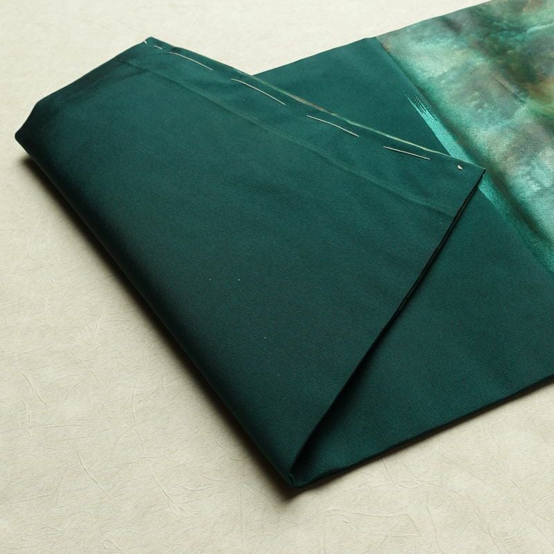 名古屋帯 太鼓柄 良品 正絹 花柄 名古屋仕立て なごや帯 リサイクル帯 帯 箔 金糸 緑・うぐいす色_画像11