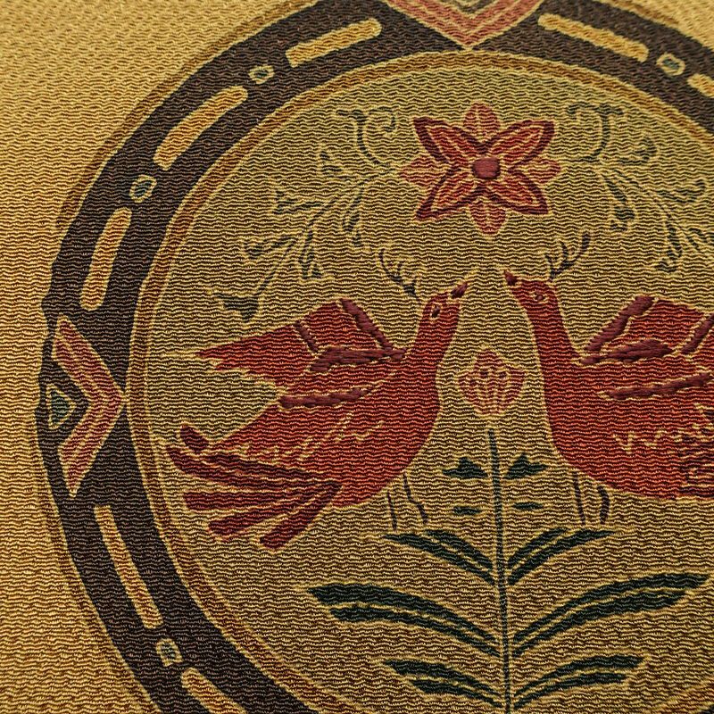 名古屋帯 太鼓柄 良品 縮緬 正絹 人物・動物柄 名古屋仕立て なごや帯 リサイクル帯 帯 黄・黄土色_画像4