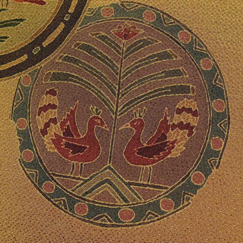 名古屋帯 太鼓柄 良品 縮緬 正絹 人物・動物柄 名古屋仕立て なごや帯 リサイクル帯 帯 黄・黄土色_画像6