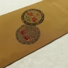 名古屋帯 太鼓柄 良品 縮緬 正絹 人物・動物柄 名古屋仕立て なごや帯 リサイクル帯 帯 黄・黄土色_画像12
