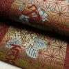 名古屋帯 六通柄 良品 正絹 古典柄 松葉仕立て なごや帯 リサイクル帯 帯 春夏秋冬 小豆・エンジ_画像8