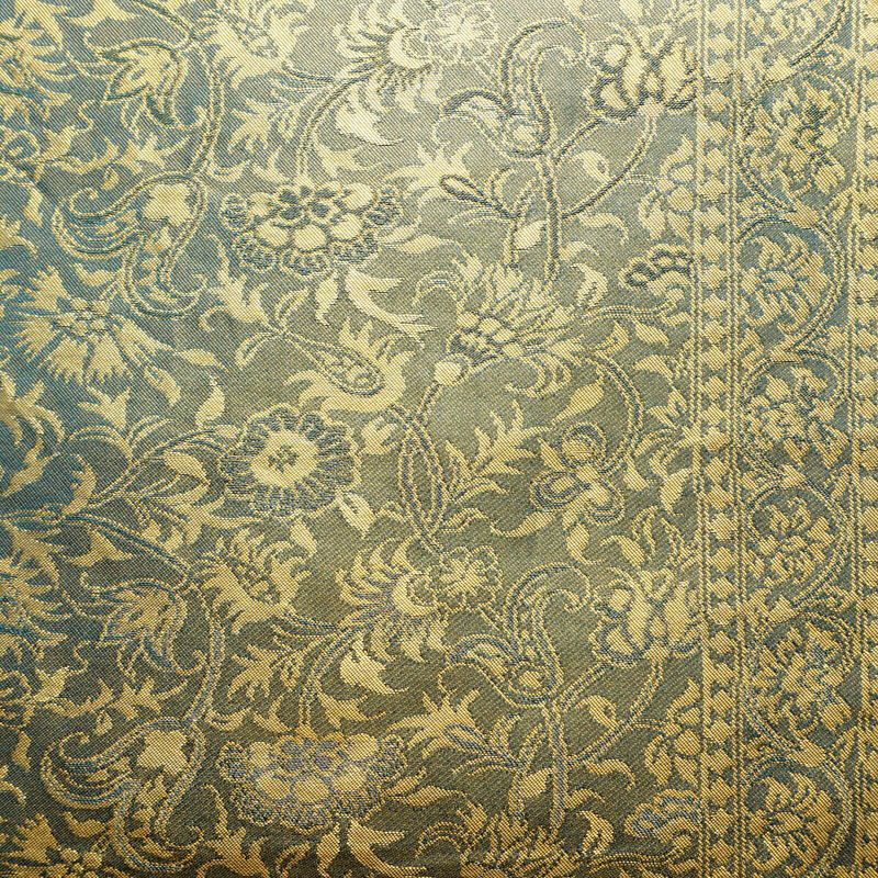 名古屋帯 六通柄 正絹 木の葉・植物柄 名古屋仕立て なごや帯 リサイクル帯 帯 箔 青・紺_画像2