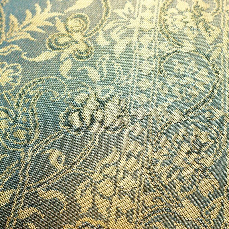 名古屋帯 六通柄 正絹 木の葉・植物柄 名古屋仕立て なごや帯 リサイクル帯 帯 箔 青・紺_画像3