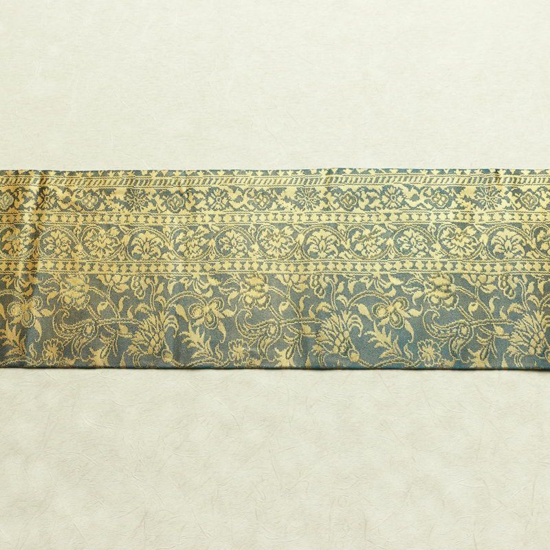 名古屋帯 六通柄 正絹 木の葉・植物柄 名古屋仕立て なごや帯 リサイクル帯 帯 箔 青・紺_画像14