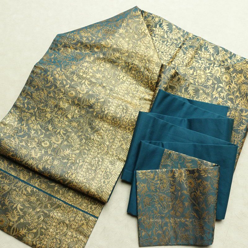 名古屋帯 六通柄 正絹 木の葉・植物柄 名古屋仕立て なごや帯 リサイクル帯 帯 箔 青・紺_画像17