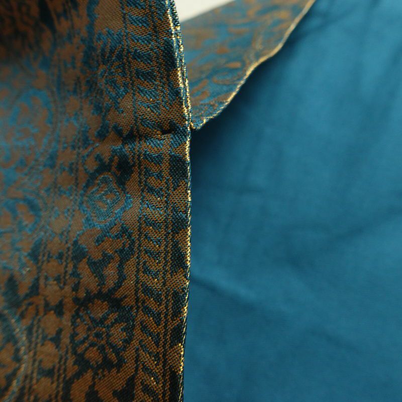 名古屋帯 六通柄 正絹 木の葉・植物柄 名古屋仕立て なごや帯 リサイクル帯 帯 箔 青・紺_画像20