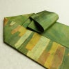 名古屋帯 六通柄 良品 正絹 幾何学柄・抽象柄 名古屋仕立て なごや帯 リサイクル帯 帯 モダン 緑・うぐいす色_画像21