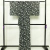 盛夏 小紋 美品 ポリエステル 花柄 単衣仕立て 身丈161.5cm 裄丈65cm リサイクル着物 着物 黒_画像2