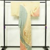 訪問着 美品 しつけ糸付き 綸子 正絹 木の葉・植物柄 袷仕立て 身丈162cm 裄丈63cm リサイクル着物 着物 刺繍 箔 金彩 入学式 卒業式 七五三 お宮参り フォーマル 菊 黄・黄土色_画像2