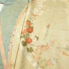 訪問着 美品 しつけ糸付き 綸子 正絹 木の葉・植物柄 袷仕立て 身丈162cm 裄丈63cm リサイクル着物 着物 刺繍 箔 金彩 入学式 卒業式 七五三 お宮参り フォーマル 菊 黄・黄土色_画像5