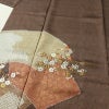 訪問着 絞り 綸子 正絹 古典柄 袷仕立て 身丈160cm 裄丈68cm リサイクル着物 着物 刺繍 箔 共八掛 金彩 卒業式 七五三 お宮参り フォーマル 扇面 茶_画像5