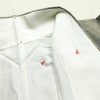 紬 良品 しつけ糸付き 正絹 幾何学柄・抽象柄 袷仕立て 身丈159.5cm 裄丈66.5cm リサイクル着物 着物 モダン グレー_画像18