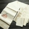 名古屋帯 太鼓柄 正絹 人物・動物柄 名古屋仕立て なごや帯 リサイクル帯 帯 箔 シンプル 白_画像18