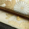 名古屋帯 六通柄 良品 正絹 花柄 名古屋仕立て なごや帯 リサイクル帯 帯 箔 菊 ベージュ_画像8