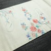 名古屋帯 太鼓柄 美品 正絹 花柄 名古屋仕立て なごや帯 リサイクル帯 帯 刺繍 菊 クリーム_画像13