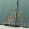 小紋 良品 しつけ糸付き 縮緬 正絹 木の葉・植物柄 袷仕立て 身丈162.5cm 裄丈65cm リサイクル着物 着物 金彩 緑・うぐいす色_画像14