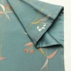 小紋 良品 しつけ糸付き 縮緬 正絹 木の葉・植物柄 袷仕立て 身丈162.5cm 裄丈65cm リサイクル着物 着物 金彩 緑・うぐいす色_画像16