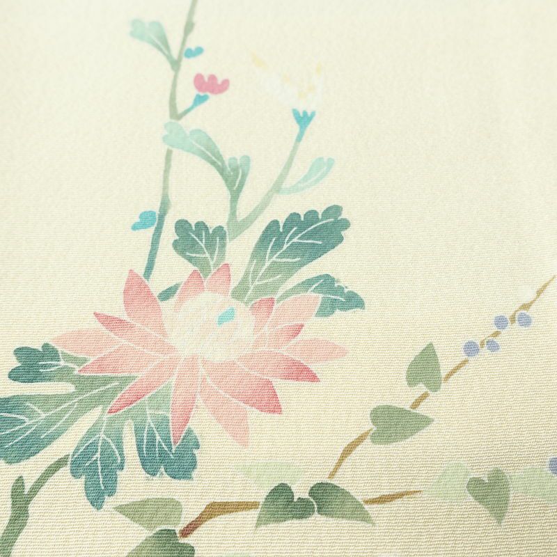 付け下げ 良品 縮緬 正絹 花柄 袷仕立て 身丈157cm 裄丈64.5cm リサイクル着物 着物 入学式 卒業式 七五三 お宮参り フォーマル 上品 クリーム_画像8