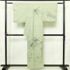 付け下げ 楽斉道人 正絹 木の葉・植物柄 袷仕立て 身丈155.5cm 裄丈67cm リサイクル着物 着物 紬地 緑・うぐいす色_画像2