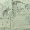 付け下げ 楽斉道人 正絹 木の葉・植物柄 袷仕立て 身丈155.5cm 裄丈67cm リサイクル着物 着物 紬地 緑・うぐいす色_画像6