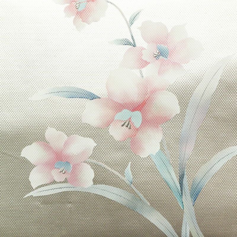 名古屋帯 太鼓柄 良品 正絹 花柄 名古屋仕立て なごや帯 リサイクル帯 帯 銀糸 シルバーピンク ピンク_画像2