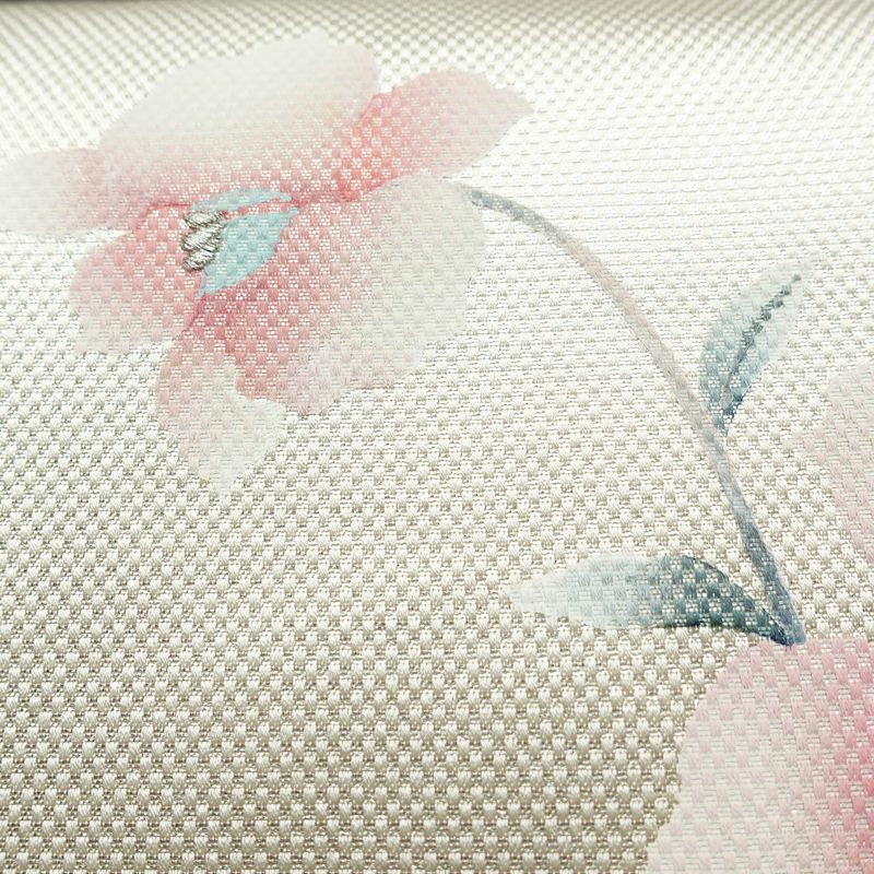 名古屋帯 太鼓柄 良品 正絹 花柄 名古屋仕立て なごや帯 リサイクル帯 帯 銀糸 シルバーピンク ピンク_画像6