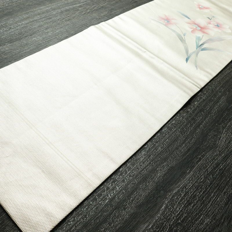 名古屋帯 太鼓柄 良品 正絹 花柄 名古屋仕立て なごや帯 リサイクル帯 帯 銀糸 シルバーピンク ピンク_画像10