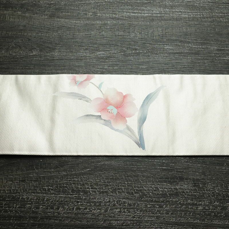 名古屋帯 太鼓柄 良品 正絹 花柄 名古屋仕立て なごや帯 リサイクル帯 帯 銀糸 シルバーピンク ピンク_画像14