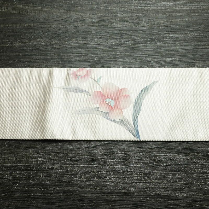 名古屋帯 太鼓柄 良品 正絹 花柄 名古屋仕立て なごや帯 リサイクル帯 帯 銀糸 シルバーピンク ピンク_画像15