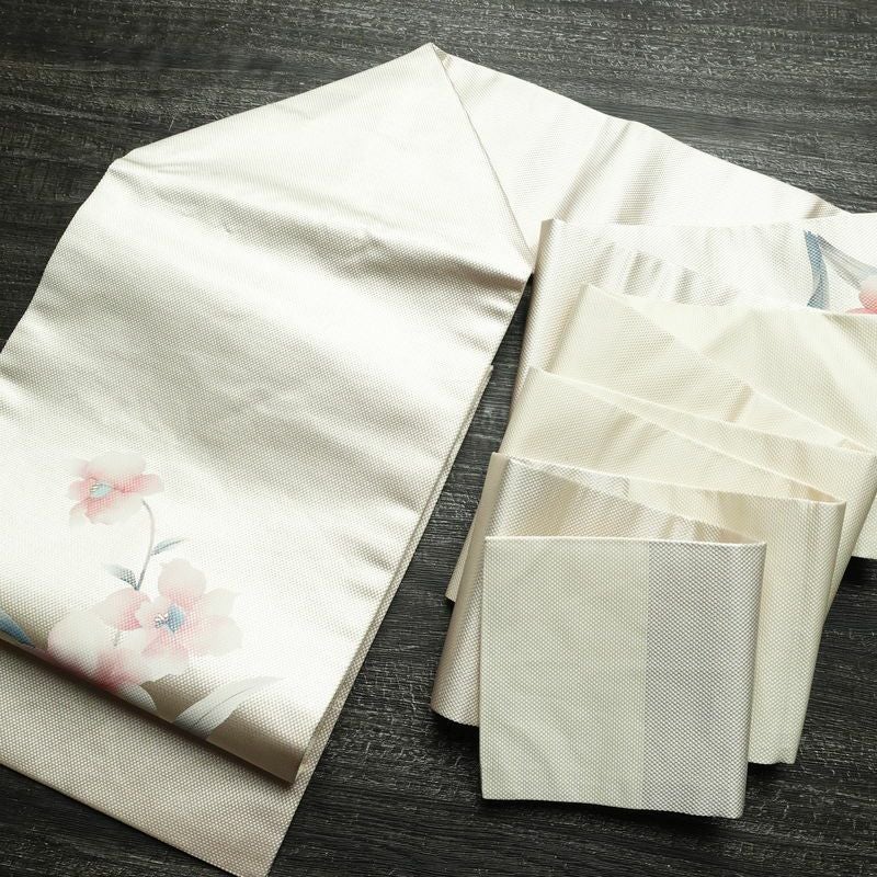 名古屋帯 太鼓柄 良品 正絹 花柄 名古屋仕立て なごや帯 リサイクル帯 帯 銀糸 シルバーピンク ピンク_画像17