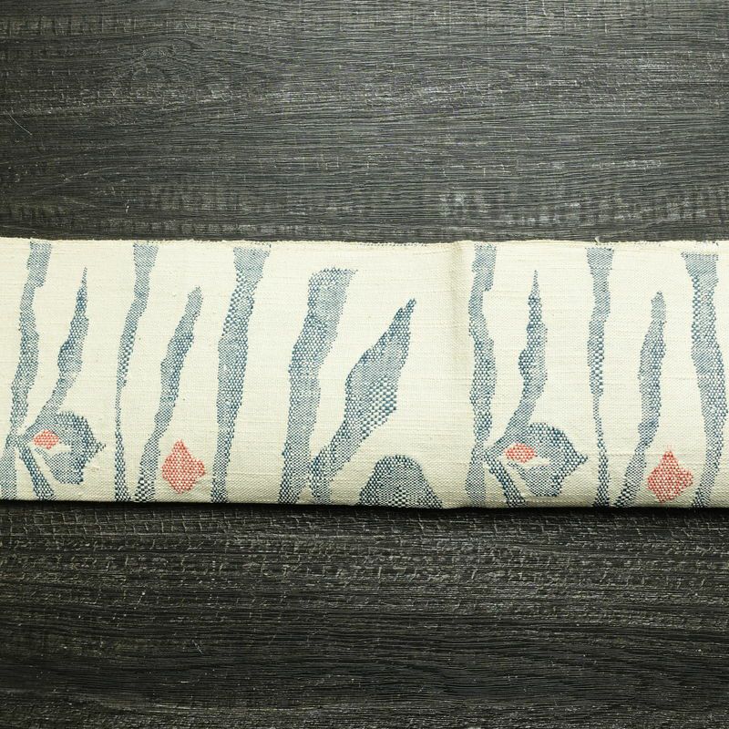 名古屋帯 六通柄 正絹 幾何学柄・抽象柄 通し仕立て なごや帯 リサイクル帯 帯 紬地 白_画像14