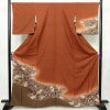 付け下げ ふくれ織 正絹 花柄 袷仕立て 身丈164cm 裄丈66cm リサイクル着物 着物 金彩 フォーマル 橙_画像1
