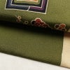 名古屋帯 太鼓柄 良品 落款入り 縮緬 正絹 古典柄 名古屋仕立て なごや帯 リサイクル帯 帯 緑・うぐいす色_画像9