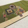 名古屋帯 太鼓柄 良品 落款入り 縮緬 正絹 古典柄 名古屋仕立て なごや帯 リサイクル帯 帯 緑・うぐいす色_画像12
