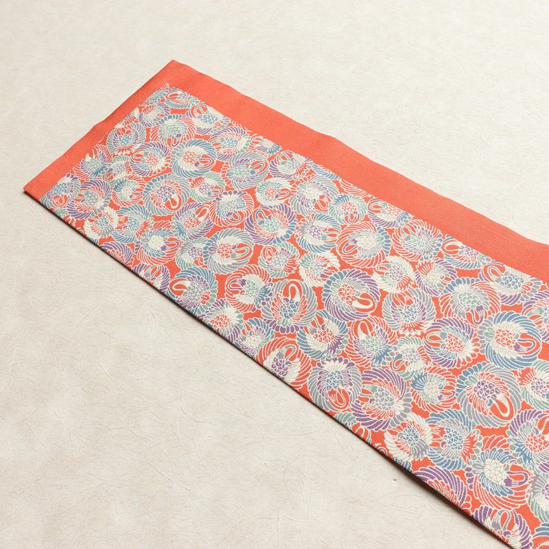 名古屋帯 全通柄 正絹 古典柄 名古屋仕立て なごや帯 リサイクル帯 帯 ピンク_画像14