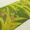 名古屋帯 六通柄 良品 正絹 木の葉・植物柄 名古屋仕立て なごや帯 リサイクル帯 帯 緑・うぐいす色_画像11