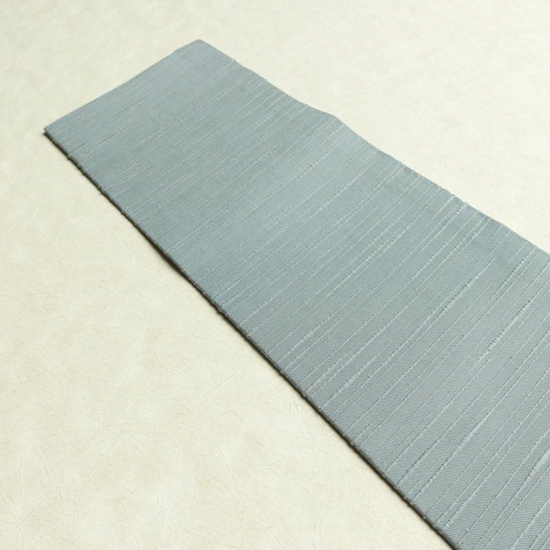 名古屋帯 全通柄 良品 正絹 名古屋仕立て なごや帯 リサイクル帯 帯 紬地 くすみブルー 青・紺_画像13