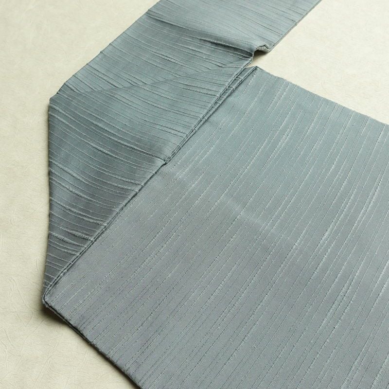 名古屋帯 全通柄 良品 正絹 名古屋仕立て なごや帯 リサイクル帯 帯 紬地 くすみブルー 青・紺_画像16