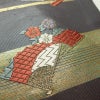 名古屋帯 太鼓柄 正絹 古典柄 名古屋仕立て なごや帯 リサイクル帯 帯 箔 扇子 グレー_画像3