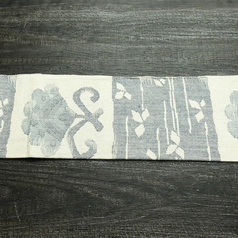 名古屋帯 六通柄 正絹 幾何学柄・抽象柄 名古屋仕立て なごや帯 リサイクル帯 帯 モダン 白_画像14