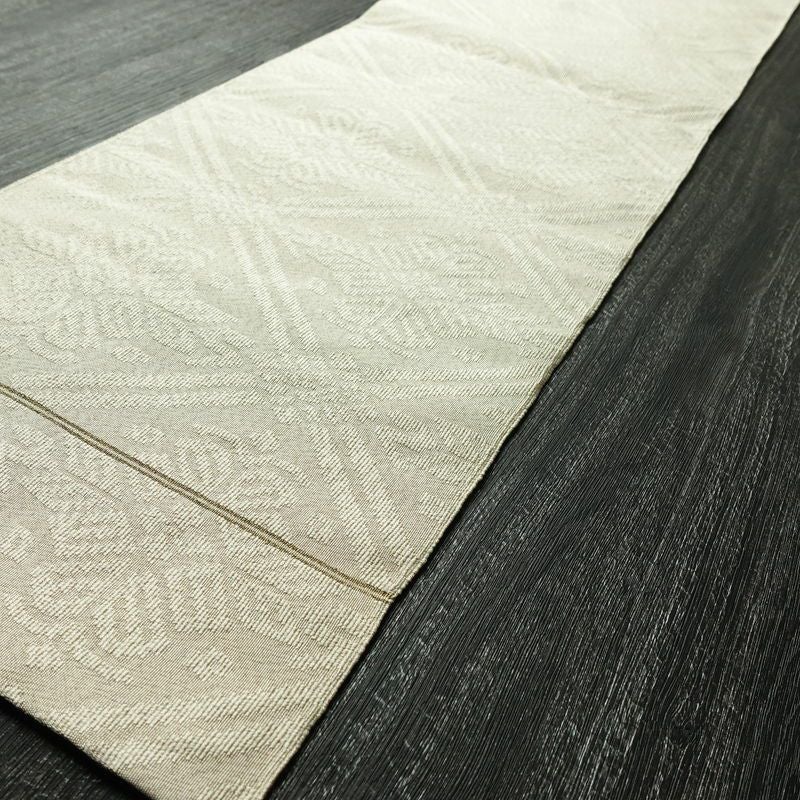 名古屋帯 全通柄 良品 つづれ織り 正絹 古典柄 松葉仕立て なごや帯 リサイクル帯 帯 白_画像7