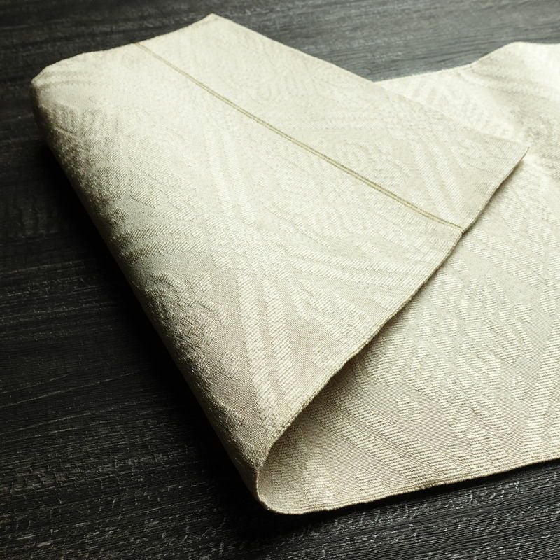 名古屋帯 全通柄 良品 つづれ織り 正絹 古典柄 松葉仕立て なごや帯 リサイクル帯 帯 白_画像8