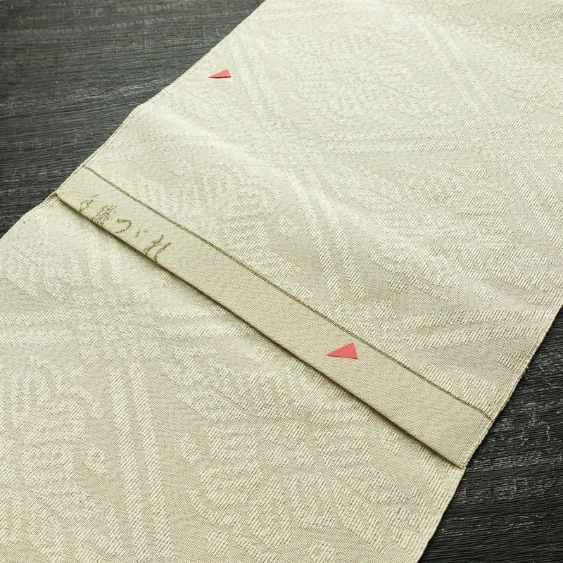 名古屋帯 全通柄 良品 つづれ織り 正絹 古典柄 松葉仕立て なごや帯 リサイクル帯 帯 白_画像16