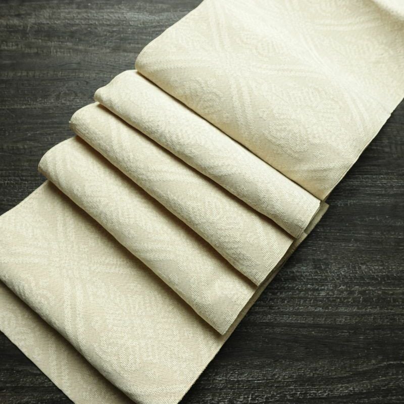 名古屋帯 全通柄 良品 つづれ織り 正絹 古典柄 松葉仕立て なごや帯 リサイクル帯 帯 白_画像20