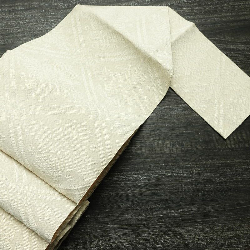 名古屋帯 全通柄 良品 つづれ織り 正絹 古典柄 松葉仕立て なごや帯 リサイクル帯 帯 白_画像21