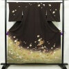 訪問着 縮緬 一つ紋付き 正絹 古典柄 袷仕立て 身丈154cm 裄丈63cm リサイクル着物 着物 箔 金彩 入学式 卒業式 七五三 お宮参り フォーマル 桜 茶_画像1