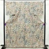 小紋 良品 しつけ糸付き 正絹 木の葉・植物柄 袷仕立て 身丈164cm 裄丈65cm リサイクル着物 着物 金彩 紅葉 松 菊 ブルーグレー グレー_画像1