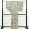 小紋 良品 しつけ糸付き 正絹 木の葉・植物柄 袷仕立て 身丈164cm 裄丈65cm リサイクル着物 着物 金彩 紅葉 松 菊 ブルーグレー グレー_画像2
