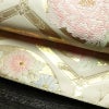 袋帯 六通柄 フォーマル用 正絹 花柄 リサイクル帯 帯 箔 クリーム_画像8