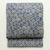 袋帯 全通柄 良品 一般用 正絹 亀甲柄 リサイクル帯 帯 青・紺_画像1